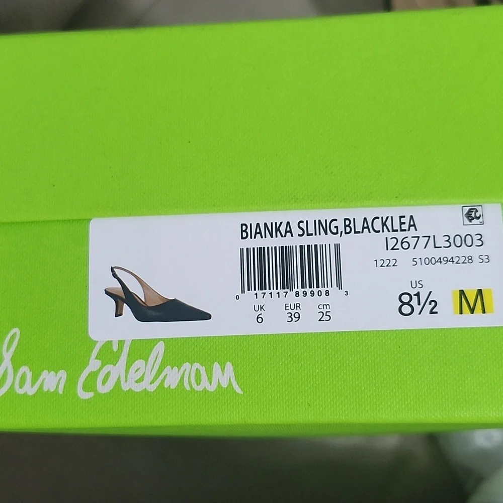 Sam Edelman Elegant Black Leather Slingback Heels - Picture 6 of 6